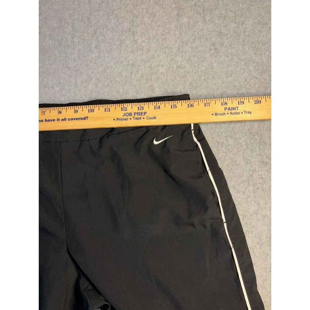 Nike Pants Womens Large Black Pockets Flat Front Elastic Waist Straight Leg Logo